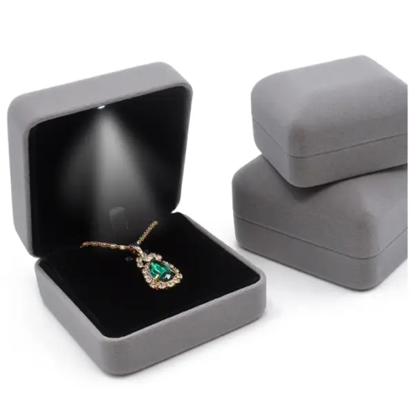 LED light-up ring box with velvet lining and custom jewelry branding