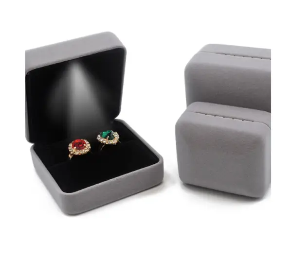 LED light-up ring box with velvet lining and custom jewelry branding