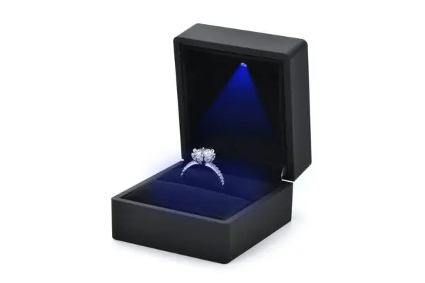 Premium custom LED-illuminated ring box with jewelry insert for wholesale packaging