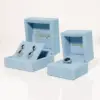 Custom Light Blue Velvet Jewelry Box – Rings & Earrings Packaging Light blue velvet jewelry box with padded interior for rings and earrings