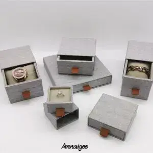 Classic Linen Fabric Sliding Drawer Earring Box — Custom OEM