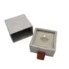 Custom linen fabric sliding drawer earring box with velvet insert and gold hot-foil logo branding for jewelry brands