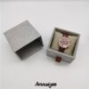 Custom linen fabric sliding drawer earring box with velvet insert and gold hot-foil logo branding for jewelry brands
