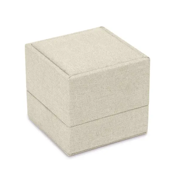 Custom Linen Weave Earring Box | Factory-Direct Jewelry Packaging Linen weave earring box with custom logo branding, foam insert, and fabric exterior for jewelry packaging