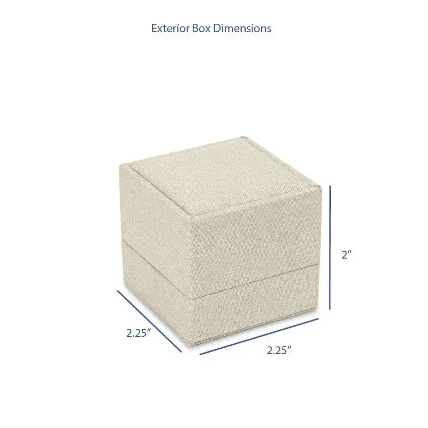 Linen weave earring box with custom logo branding, foam insert, and fabric exterior for jewelry packaging