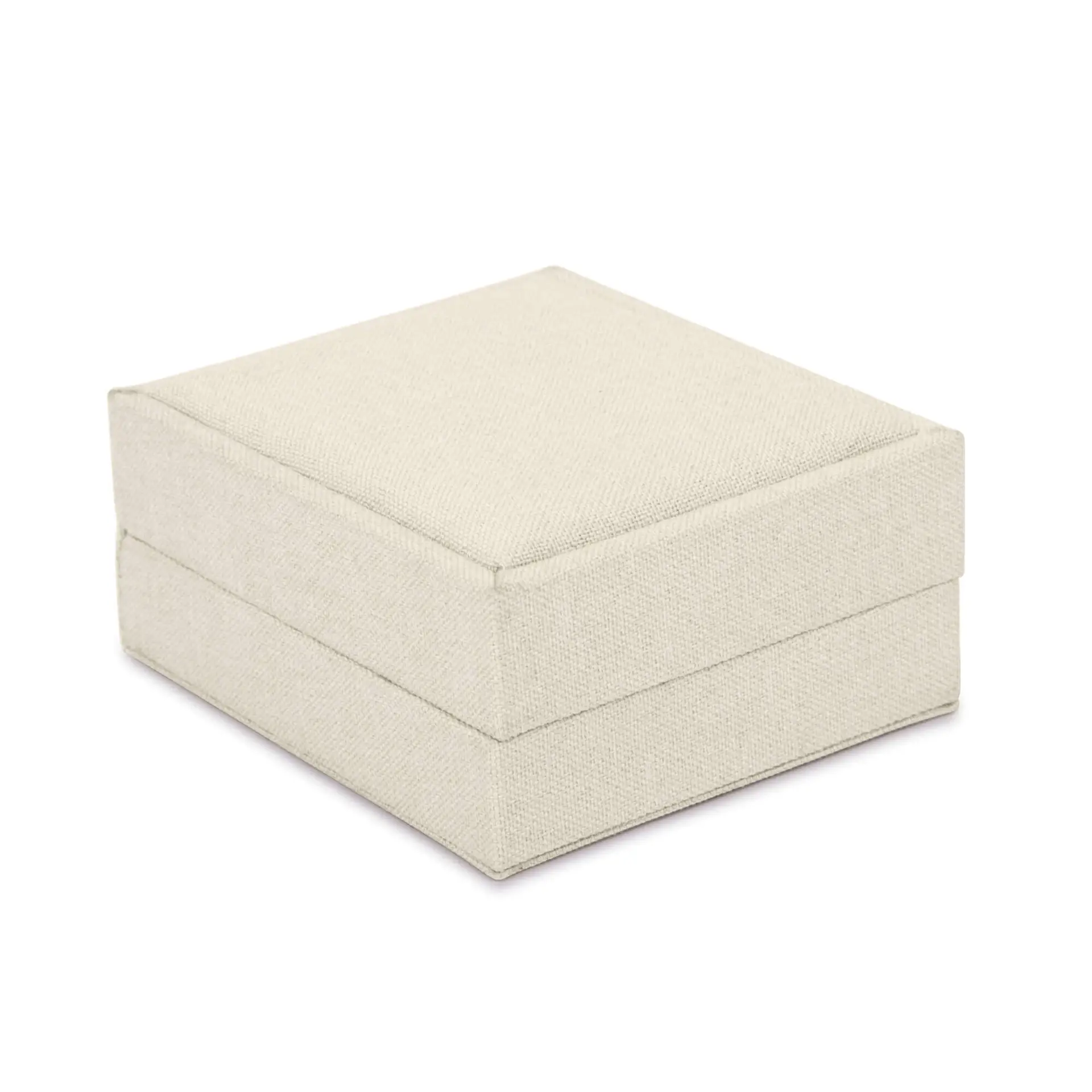 Linen weave fabric t-bar pendant presentation box with woven texture detail