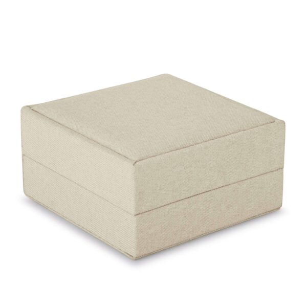 Large linen weave pendant box with custom logo embossing and premium interior – luxury jewelry packaging