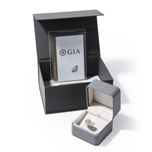 Luxury diamond jewelry set rigid gift box with custom logo printing, premium finishes, and custom foam insert