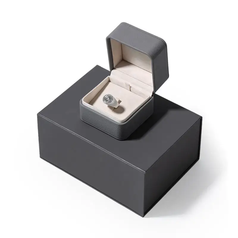Luxury diamond jewelry set rigid gift box with custom logo printing, premium finishes, and custom foam insert
