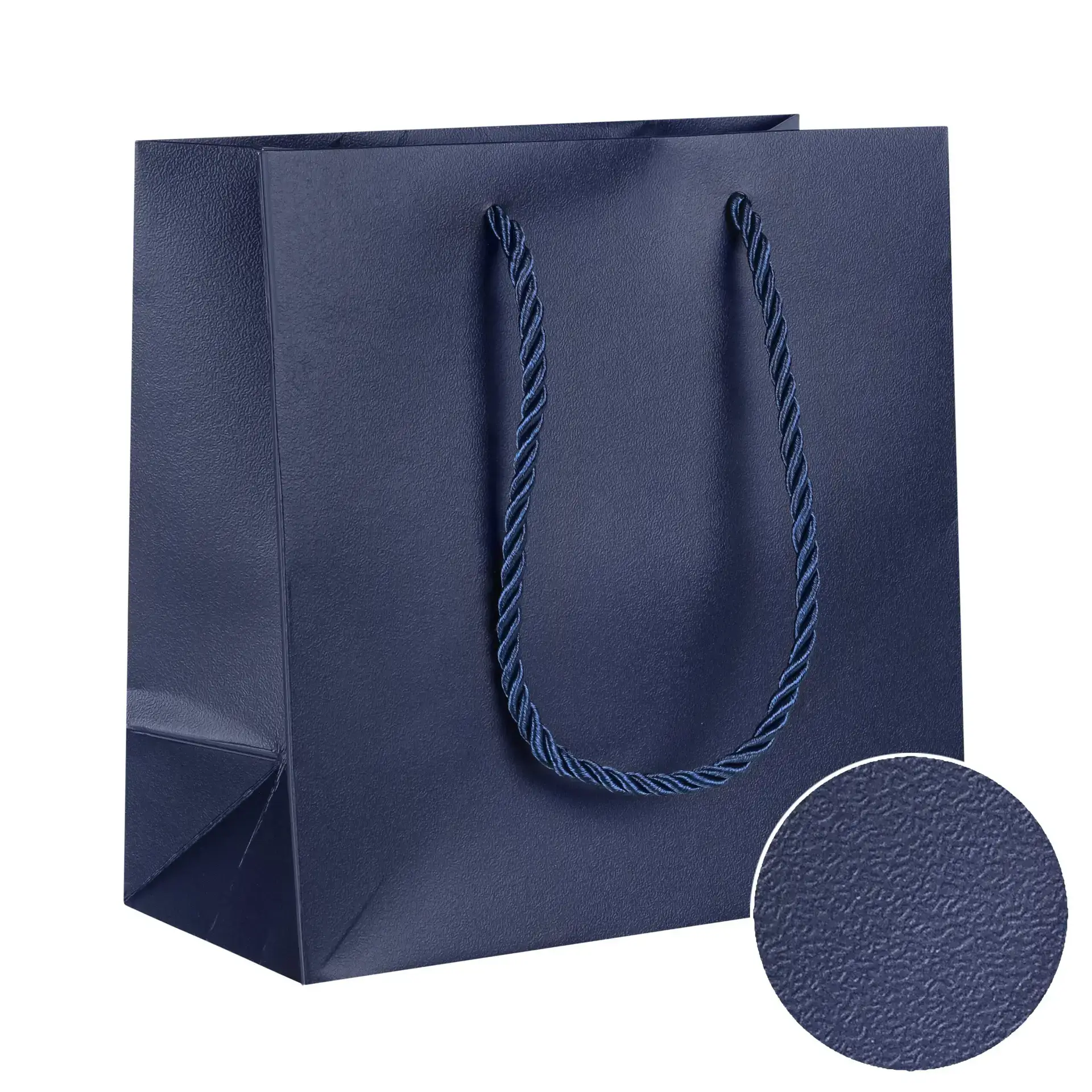 Luxe heavy-duty custom jewelry gift bag in jewel size with logo branding, available in premium kraft, FSC paper, and fabric.