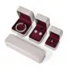 Luxury Custom Leather Jewelry Box Set with Burgundy Suede Interior Off-white luxury leather jewelry box set with burgundy suede interior and custom branding options