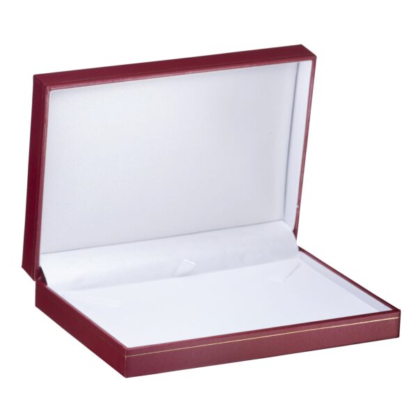 Luxury Rigid Necklace Box, Custom Private Label Jewelry Packaging Luxury rigid kraft necklace and pendant box with custom branding and vintage aesthetic interior display