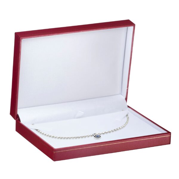 Luxury Rigid Necklace Box, Custom Private Label Jewelry Packaging Luxury rigid kraft necklace and pendant box with custom branding and vintage aesthetic interior display