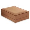 Luxury Leather Small Necklace Box, Custom Logo & Embossing Premium custom leather necklace and pendant box with embossed logo, showing interior velvet lining and elegant closure options