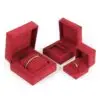 Custom luxury red rigid jewelry boxes with gold foil logo stamping, OEM wholesale packaging by On The Way