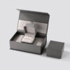 Premium Gray Magnetic Jewelry Gift Boxes – Ring & Earring Set Premium gray magnetic jewelry gift box set with integrated ring and earring display compartments