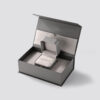 Premium Gray Magnetic Jewelry Gift Boxes – Ring & Earring Set Premium gray magnetic jewelry gift box set with integrated ring and earring display compartments