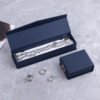 Custom magnetic closure jewelry box in premium paper with velvet insert and branded printed lid