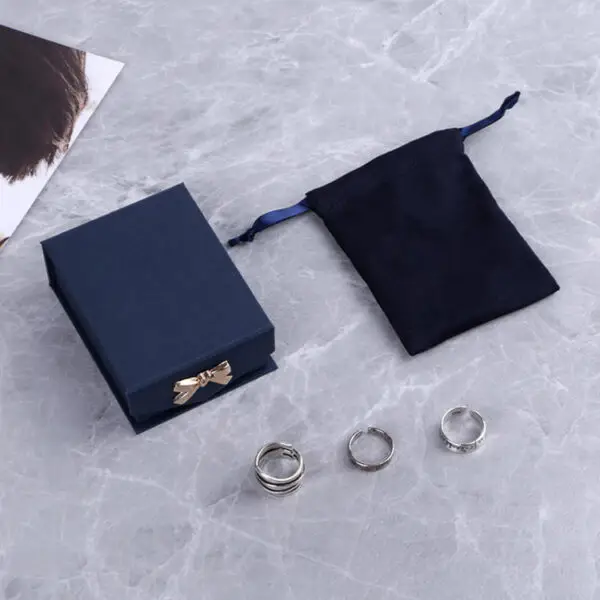 Custom magnetic closure jewelry box in premium paper with velvet insert and branded printed lid