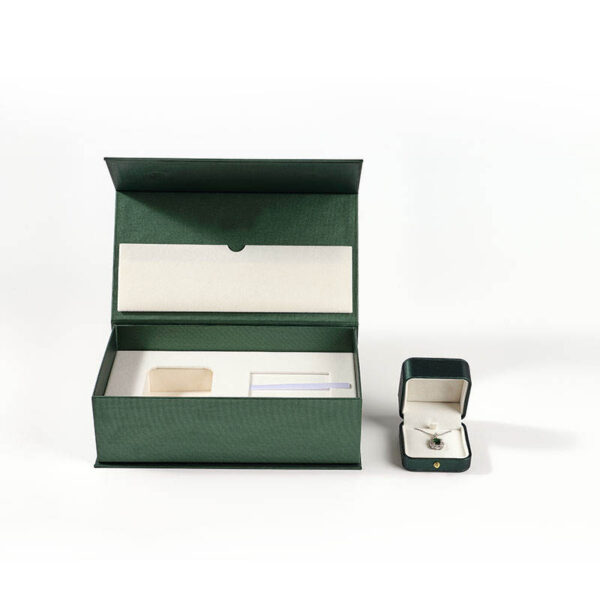 Custom Magnetic Rectangle Jewelry Gift Box with Ring Insert – Wholesale OEM Luxury magnetic rectangle jewelry gift box with custom ring insert and foil logo branding