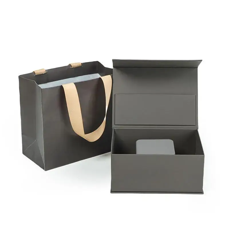 Custom luxury magnetic jewelry gift box with foam ring insert and branded magnetic closure