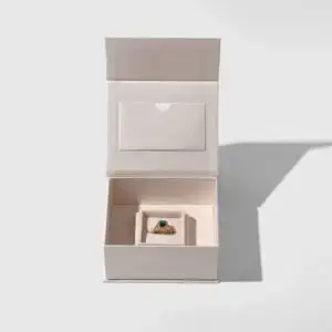 Light Khaki Magnetic Ring Boxes with Nested Gift Box – OEM Jewelry Packaging