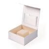 Custom White Magnetic Ring Box - Luxury Jewelry Presentation Packaging White magnetic luxury ring presentation box with custom logo printing and foam insert options