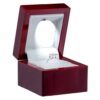Mahogany wood LED ring box with illuminated white interior and luxury jewelry packaging