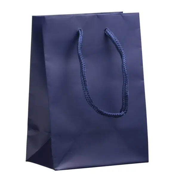 Matte Euro Tote Bag in Gem Size with custom logo, reinforced handles—premium kraft paper jewelry pouch