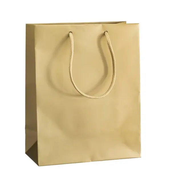 Custom matte finish Euro tote bag, compact size, with full-color logo branding for jewelry packaging and retail
