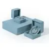 Premium blue microfiber earring and ring box with custom logo branding and felt insert compartments