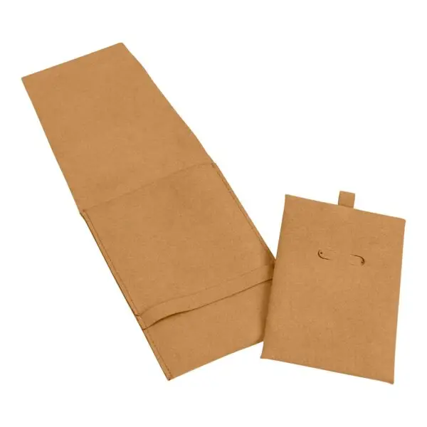 Custom large microfiber envelope jewelry pouch with padded insert in assorted Pantone colors, featuring debossed logo branding