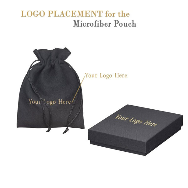 Large custom microfiber jewelry pouch with divider compartments and protective packing insert