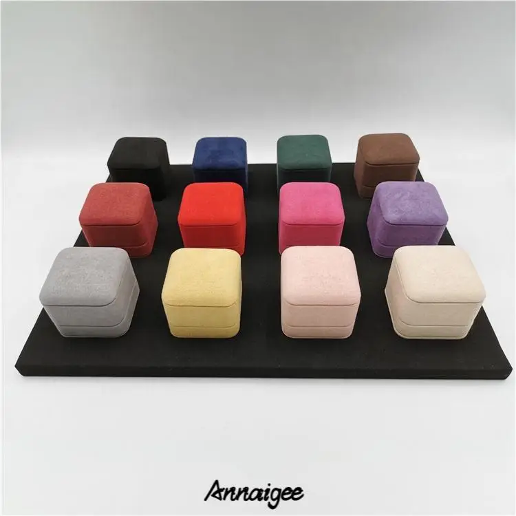 Luxury custom microfiber ring boxes with foam inserts and adjustable dividers for bulk jewelry packaging