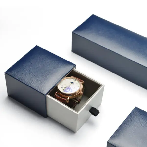 Custom Multi-Drawer Jewelry Box with Ring & Watch Compartments | Private Label Multi-drawer jewelry box with ring and watch compartments; custom luxury jewelry retail packaging