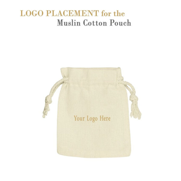 Custom Muslin Cotton Drawstring Bag - X-Large for Jewelry & Retail Packaging X-Large custom muslin cotton drawstring bag with logo embroidery, premium natural fabric for jewelry retail packaging