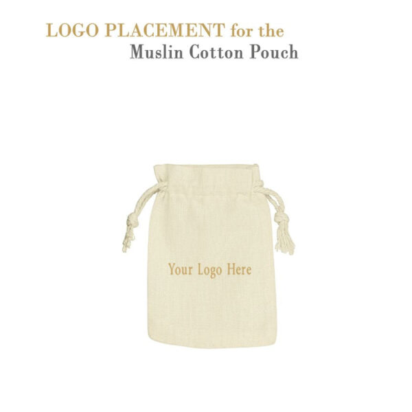 Large muslin cotton jewelry pouch with custom logo branding and insert options for jewelry brands and retailers