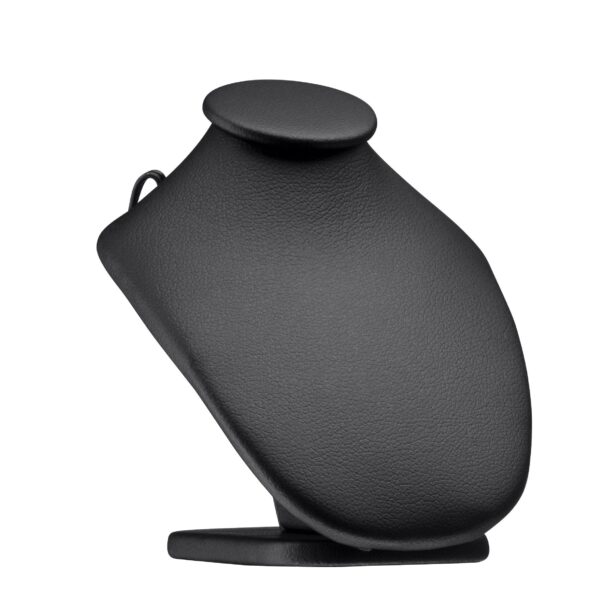 Custom Leatherette Necklace Display Bust - X-Small Jewelry Showcase Leatherette X-small necklace display bust with elegant neck form for retail jewelry showcasing and custom branding options
