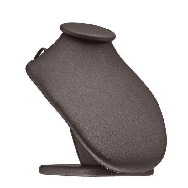 Custom Leatherette Necklace Display Bust - X-Small Jewelry Showcase Leatherette X-small necklace display bust with elegant neck form for retail jewelry showcasing and custom branding options