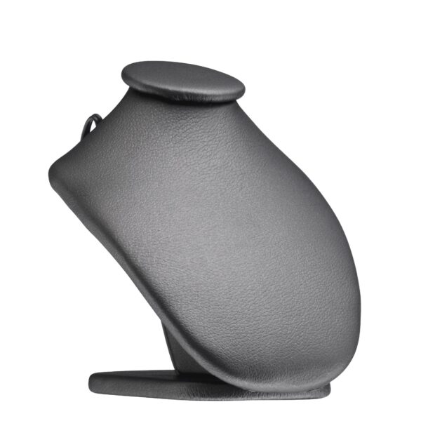 Custom Leatherette Necklace Display Bust - X-Small Jewelry Showcase Leatherette X-small necklace display bust with elegant neck form for retail jewelry showcasing and custom branding options