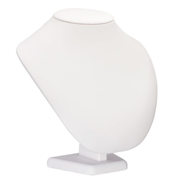 Leatherette round necklace display stand with custom color finish and removable padded neck slot
