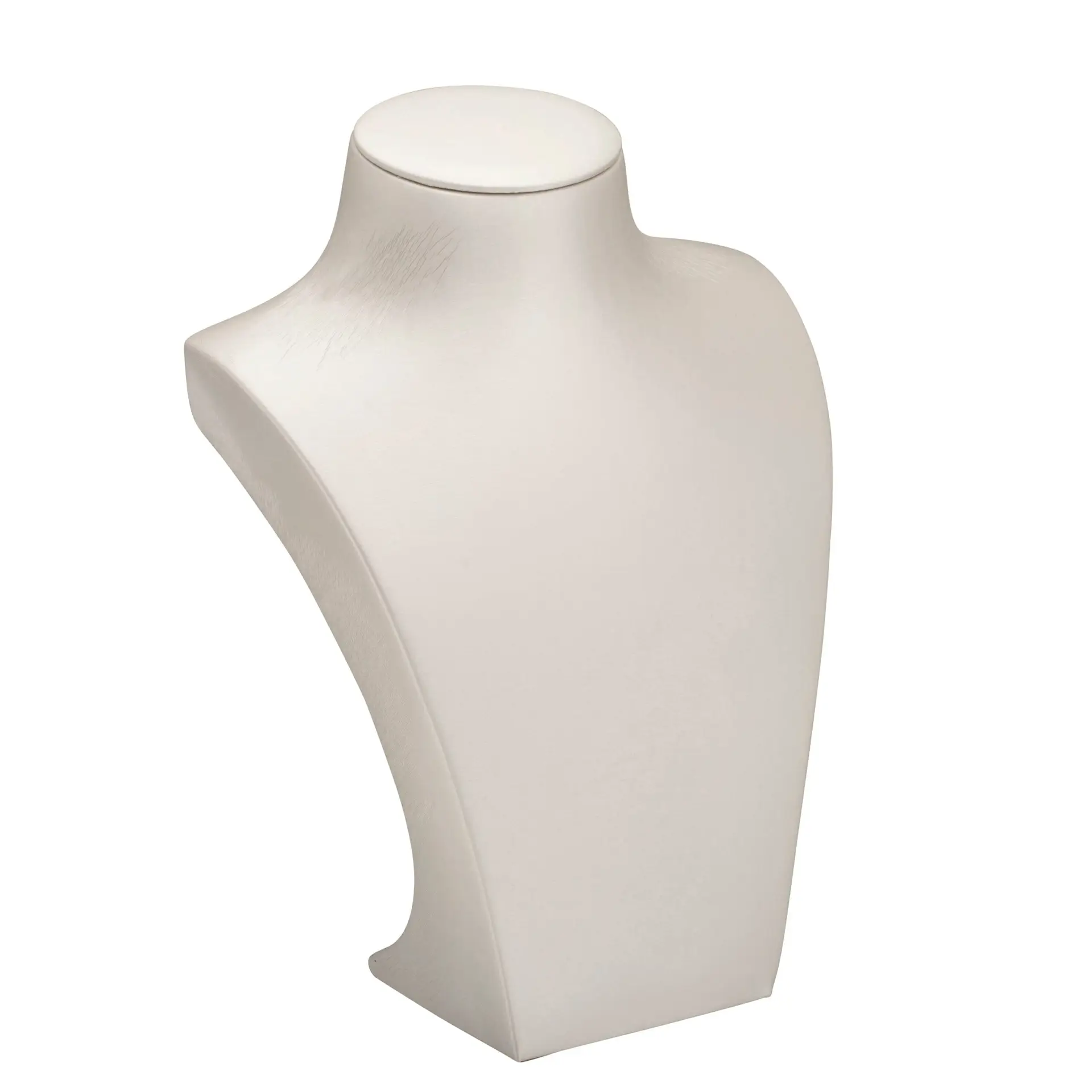 Linea medium necklace display stand with custom branding, natural wood finish, retail jewelry display solution