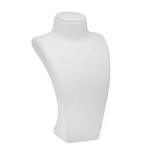 Leatherette tall necklace display stand with custom branding and premium finish for retail jewelry packaging.
