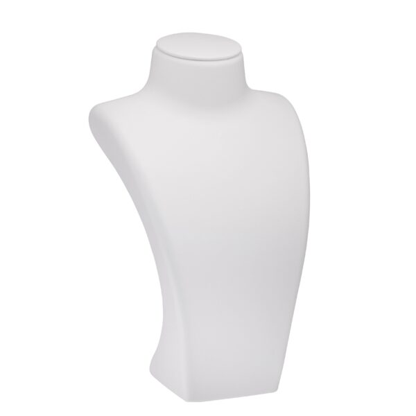 Leatherette tall necklace display stand with custom branding and premium finish for retail jewelry packaging.