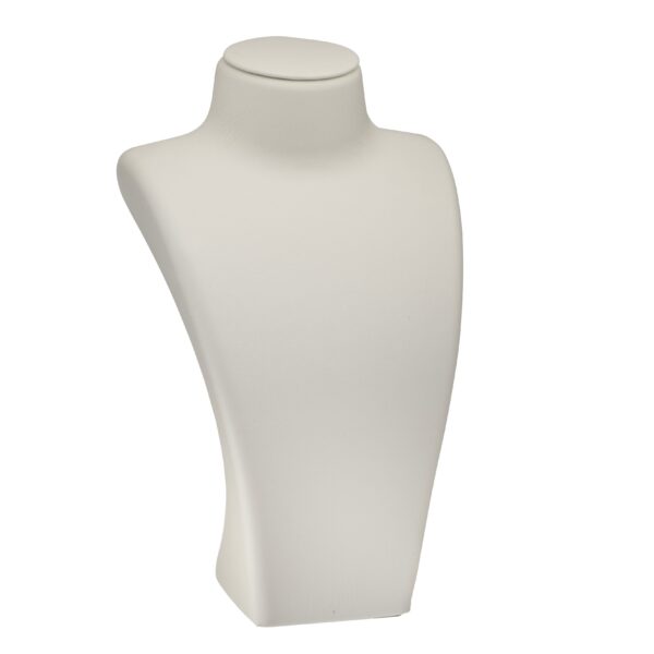 Leatherette tall necklace display stand with custom branding and premium finish for retail jewelry packaging.