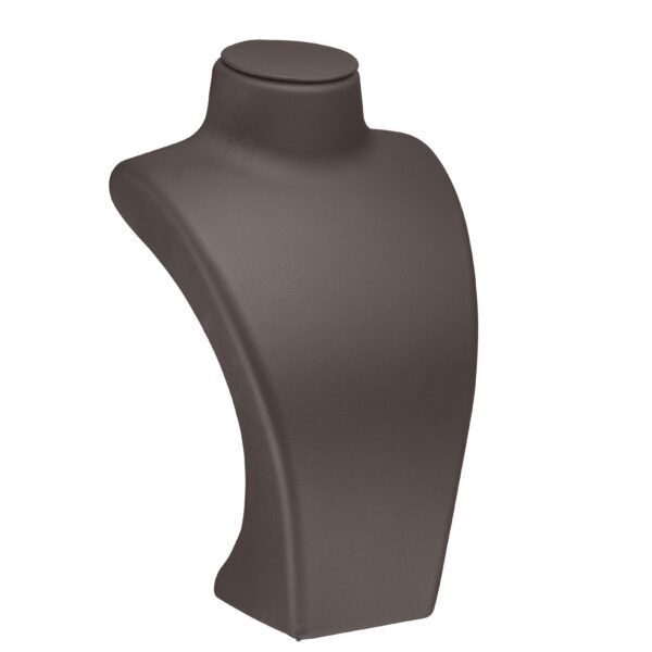 Leatherette tall necklace display stand with custom branding and premium finish for retail jewelry packaging.