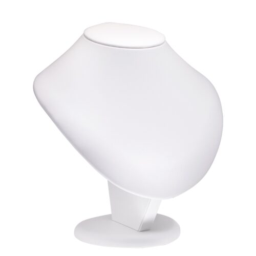 Leatherette necklace display stand, 8" pendant riser, custom branding, professional retail finish