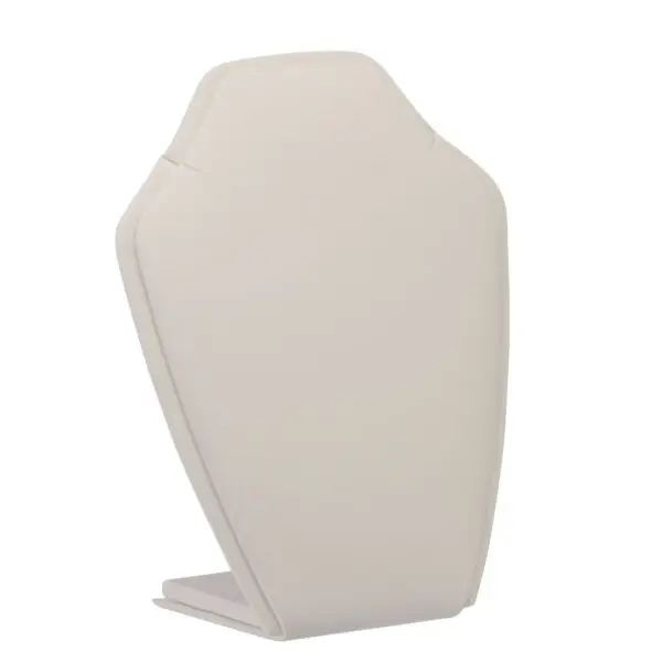 Leatherette Small Necklace Stand Display - Custom Branded for Jewelry Retailers Leatherette necklace stand display with adjustable arms for custom jewelry retail packaging