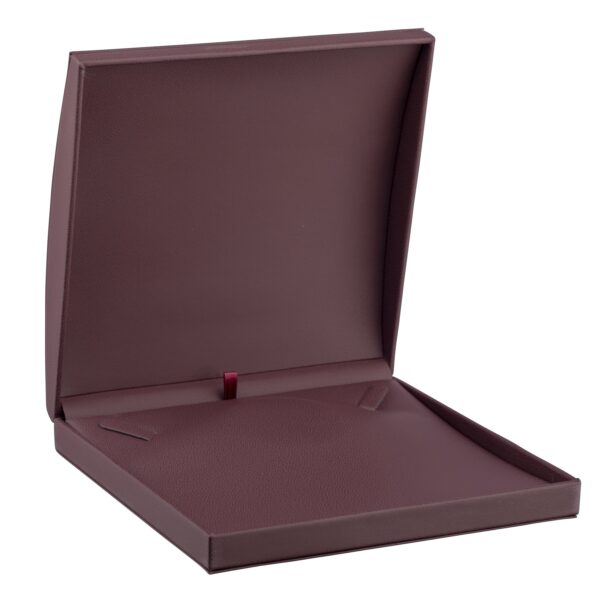 Premium dome leatherette necklace box with matching bow box and custom velvet insert