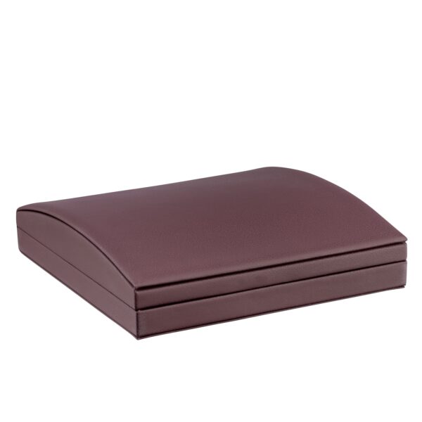 Premium dome leatherette necklace box with matching bow box and custom velvet insert